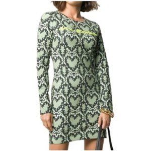 Love Moschino NWT Green Dress Black Diamond Heart Print Mini 6